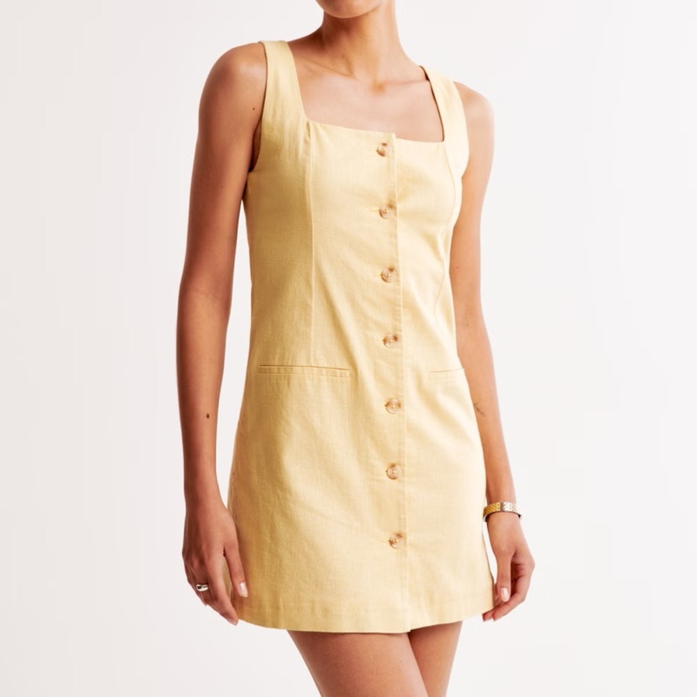 Abercrombie Butter Yellow Button-Down Sleeveless Dress